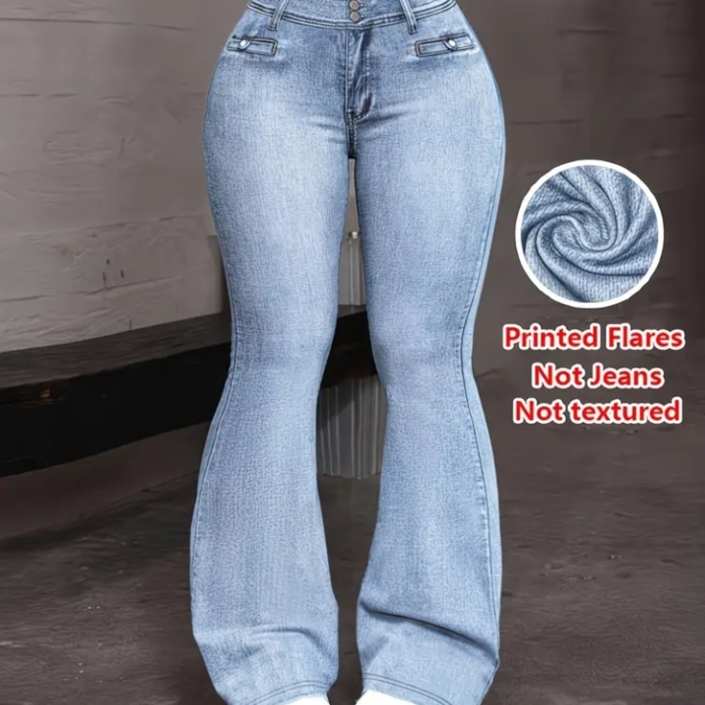 Elegant Light Blue Flare Printed  Not Jeans.